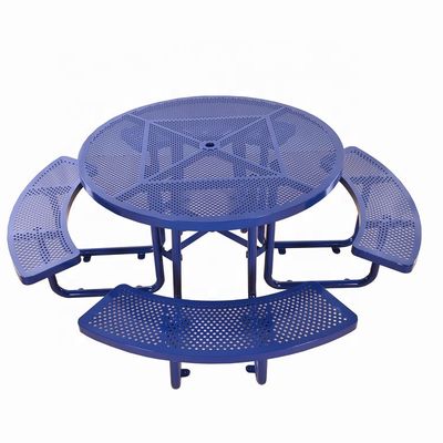 Mild Steel Metal Outdoor Table Benches With Flanged Surface Mounted Type OEM