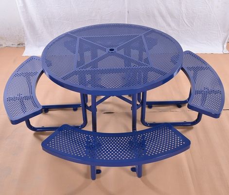 Mild Steel Metal Outdoor Table Benches With Flanged Surface Mounted Type OEM
