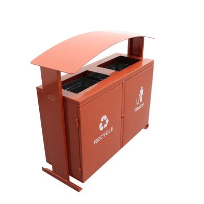 Powder coated steel 120L rectangular outdoor metal recycling garbage waste bin outdoor furniture street garbage bins